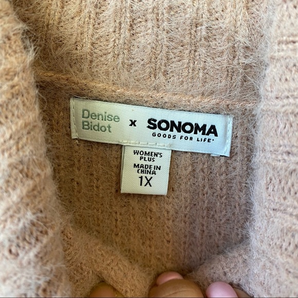 Kohls Sonoma Fuzzy Eyelash Cowlneck Tunic Sweater Blush Pink Women's Size 1X - Picture 4 of 8